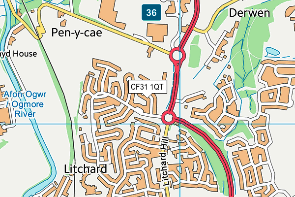 CF31 1QT map - OS VectorMap District (Ordnance Survey)