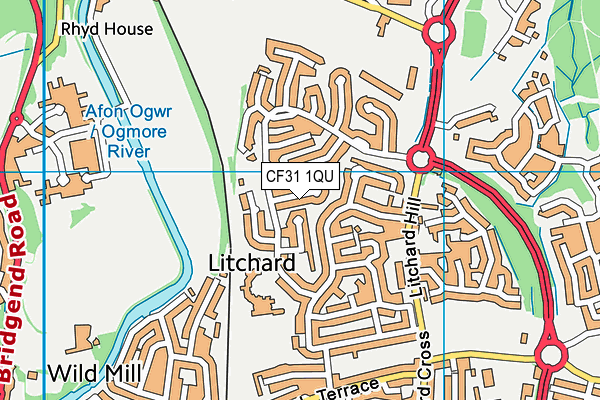 CF31 1QU map - OS VectorMap District (Ordnance Survey)