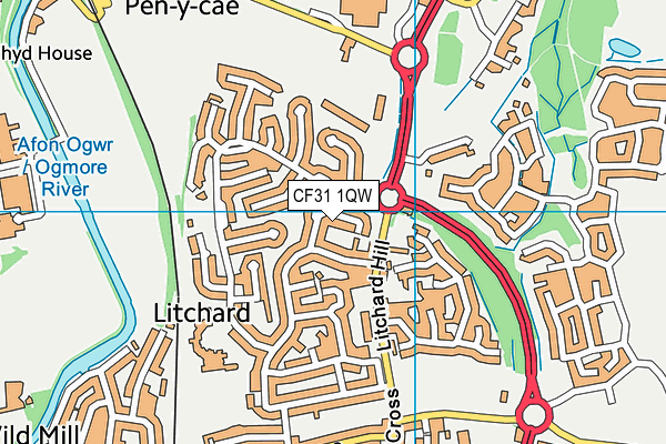 CF31 1QW map - OS VectorMap District (Ordnance Survey)