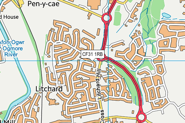 CF31 1RB map - OS VectorMap District (Ordnance Survey)