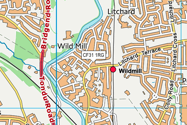 CF31 1RG map - OS VectorMap District (Ordnance Survey)