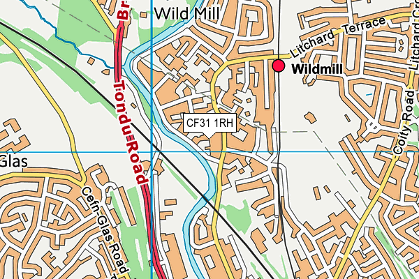 CF31 1RH map - OS VectorMap District (Ordnance Survey)