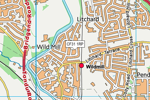 CF31 1RP map - OS VectorMap District (Ordnance Survey)