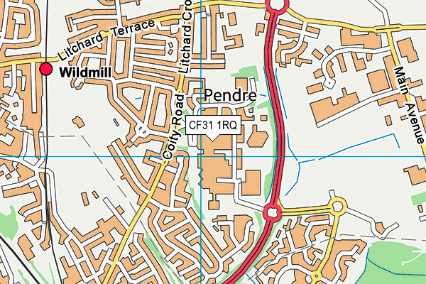 CF31 1RQ map - OS VectorMap District (Ordnance Survey)