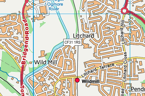 CF31 1RS map - OS VectorMap District (Ordnance Survey)