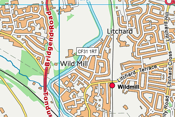 CF31 1RT map - OS VectorMap District (Ordnance Survey)