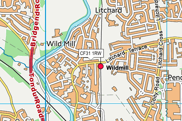 CF31 1RW map - OS VectorMap District (Ordnance Survey)