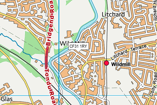 CF31 1RY map - OS VectorMap District (Ordnance Survey)