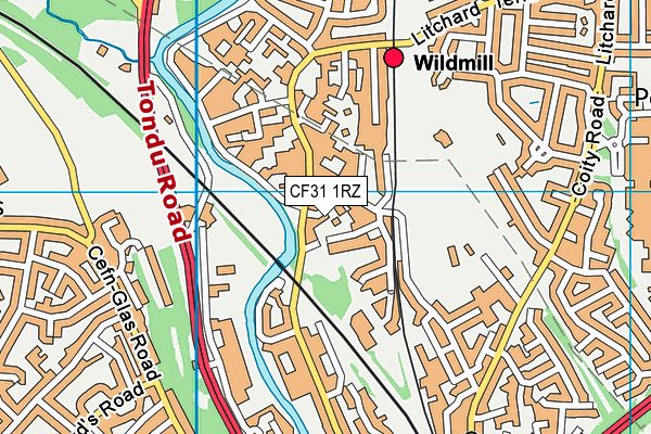 CF31 1RZ map - OS VectorMap District (Ordnance Survey)