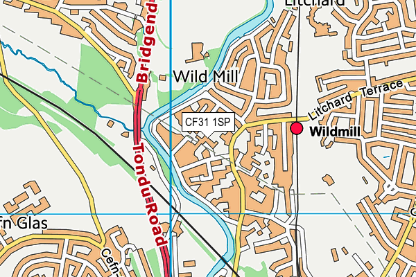 CF31 1SP map - OS VectorMap District (Ordnance Survey)