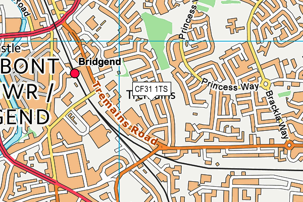 CF31 1TS map - OS VectorMap District (Ordnance Survey)