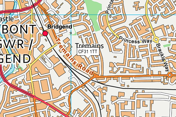 CF31 1TT map - OS VectorMap District (Ordnance Survey)