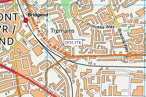 CF31 1TX map - OS VectorMap District (Ordnance Survey)