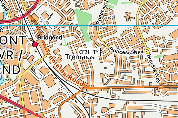 CF31 1TY map - OS VectorMap District (Ordnance Survey)