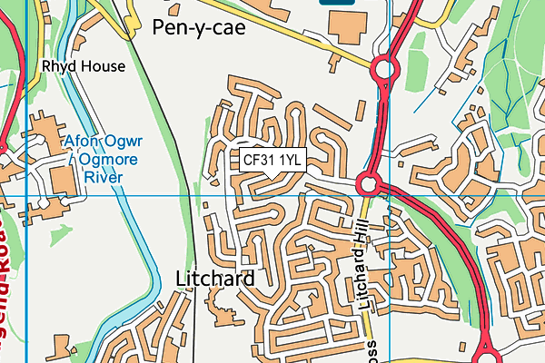 CF31 1YL map - OS VectorMap District (Ordnance Survey)