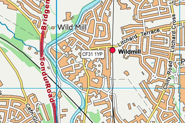 CF31 1YP map - OS VectorMap District (Ordnance Survey)