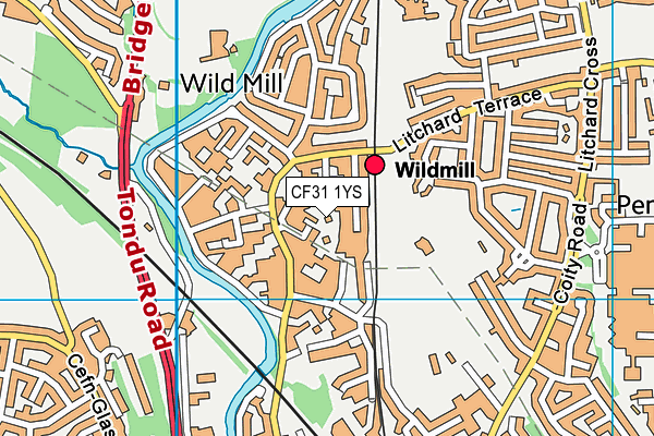 CF31 1YS map - OS VectorMap District (Ordnance Survey)