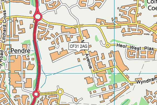 CF31 2AG map - OS VectorMap District (Ordnance Survey)