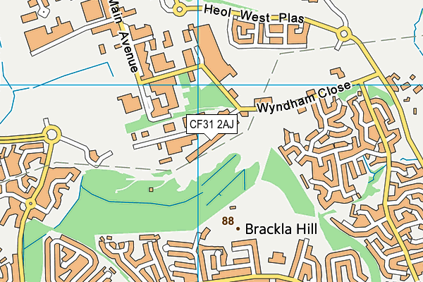 CF31 2AJ map - OS VectorMap District (Ordnance Survey)