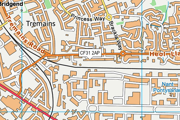 CF31 2AP map - OS VectorMap District (Ordnance Survey)