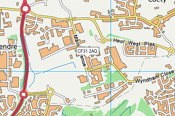 CF31 2AQ map - OS VectorMap District (Ordnance Survey)