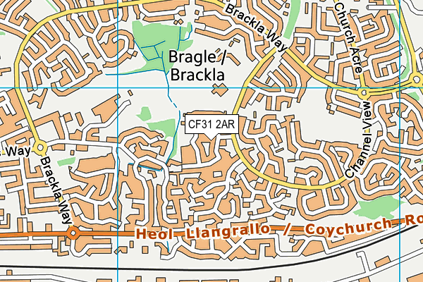 CF31 2AR map - OS VectorMap District (Ordnance Survey)