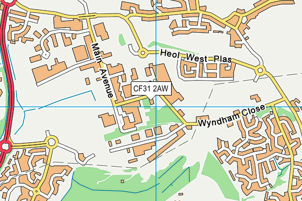 CF31 2AW map - OS VectorMap District (Ordnance Survey)