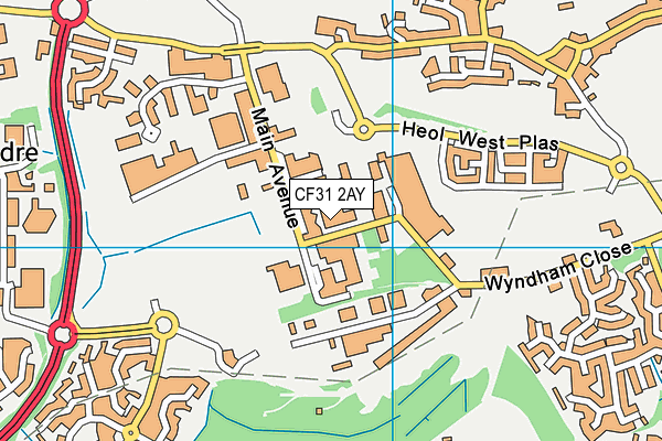 CF31 2AY map - OS VectorMap District (Ordnance Survey)