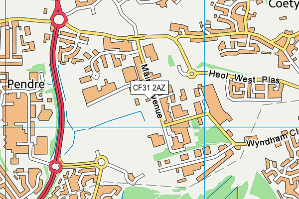 CF31 2AZ map - OS VectorMap District (Ordnance Survey)