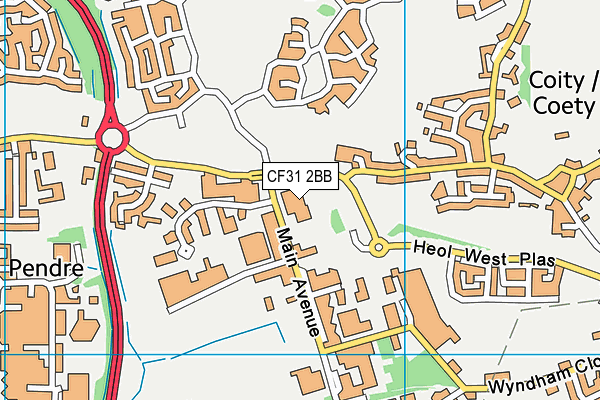 CF31 2BB map - OS VectorMap District (Ordnance Survey)