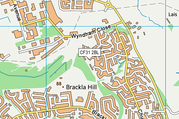 CF31 2BL map - OS VectorMap District (Ordnance Survey)