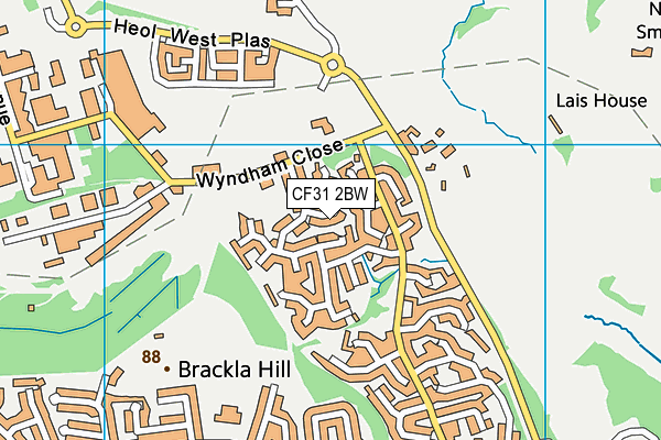 CF31 2BW map - OS VectorMap District (Ordnance Survey)