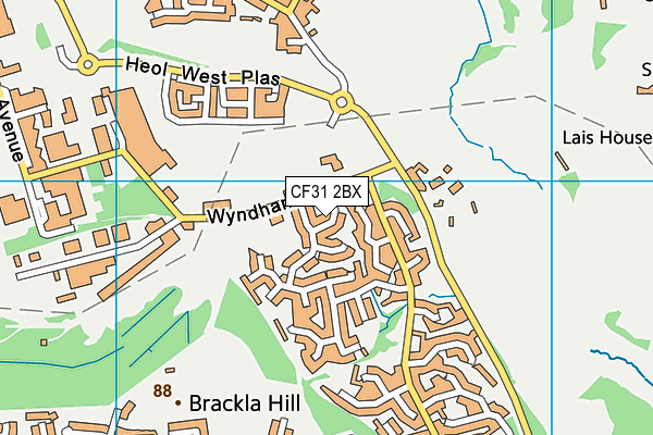 CF31 2BX map - OS VectorMap District (Ordnance Survey)