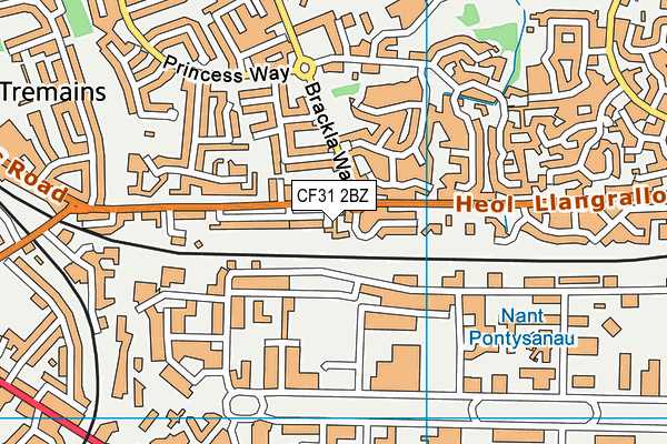 CF31 2BZ map - OS VectorMap District (Ordnance Survey)