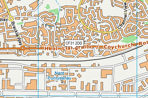 CF31 2DD map - OS VectorMap District (Ordnance Survey)