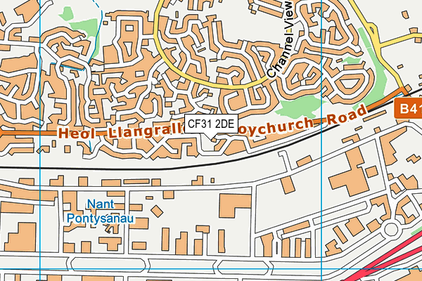 CF31 2DE map - OS VectorMap District (Ordnance Survey)