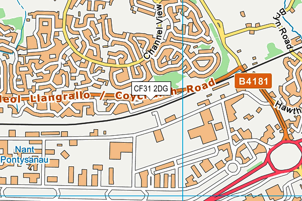 CF31 2DG map - OS VectorMap District (Ordnance Survey)