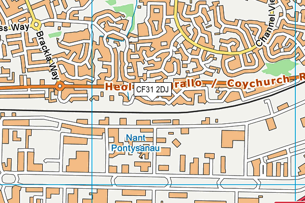 CF31 2DJ map - OS VectorMap District (Ordnance Survey)