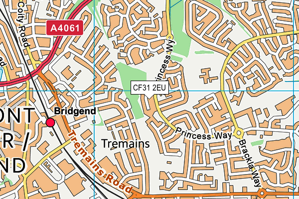 CF31 2EU map - OS VectorMap District (Ordnance Survey)