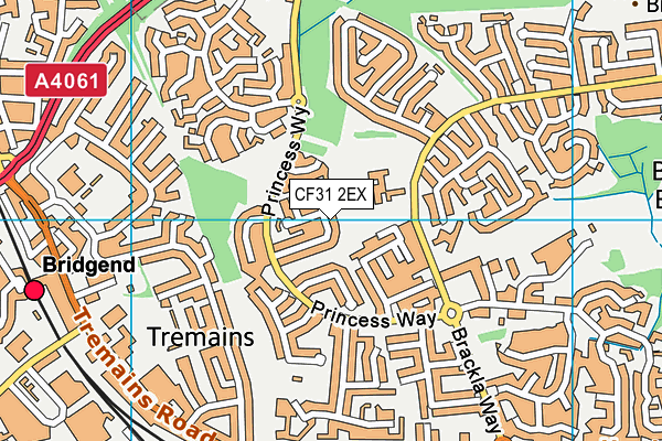 CF31 2EX map - OS VectorMap District (Ordnance Survey)