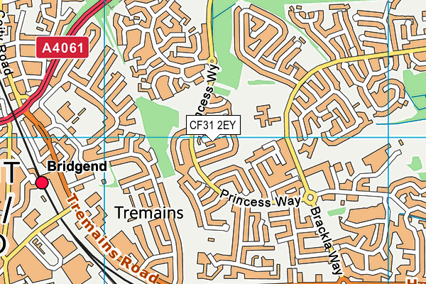 CF31 2EY map - OS VectorMap District (Ordnance Survey)