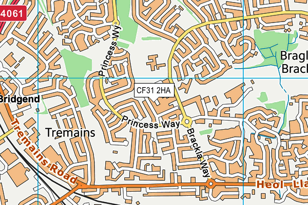 CF31 2HA map - OS VectorMap District (Ordnance Survey)