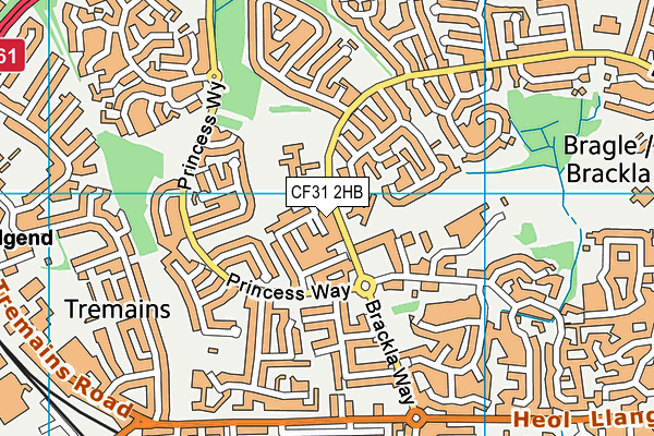 CF31 2HB map - OS VectorMap District (Ordnance Survey)