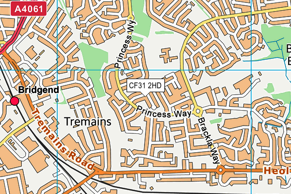 CF31 2HD map - OS VectorMap District (Ordnance Survey)