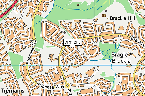 CF31 2HE map - OS VectorMap District (Ordnance Survey)