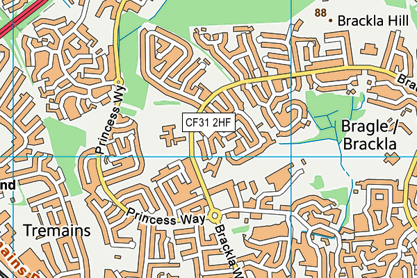 CF31 2HF map - OS VectorMap District (Ordnance Survey)