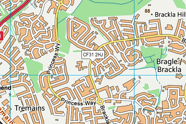 CF31 2HJ map - OS VectorMap District (Ordnance Survey)