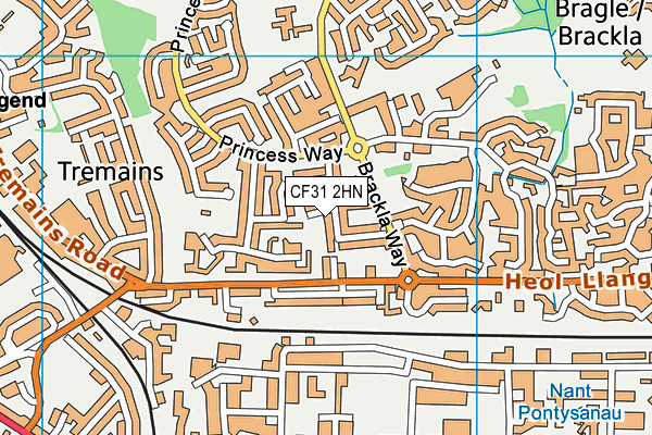 CF31 2HN map - OS VectorMap District (Ordnance Survey)