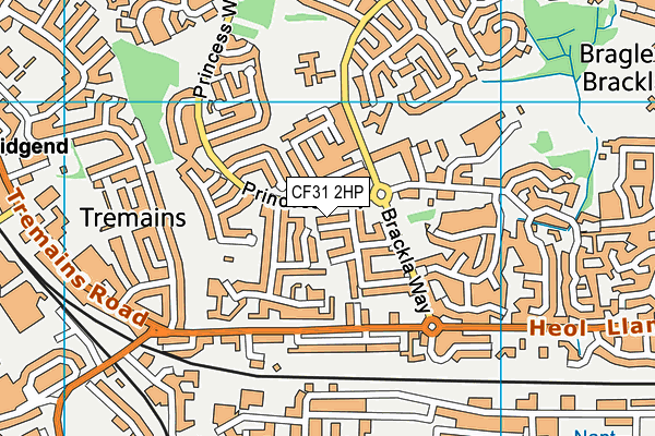 CF31 2HP map - OS VectorMap District (Ordnance Survey)