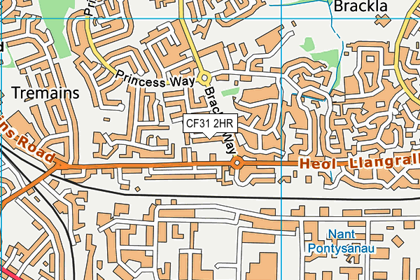 CF31 2HR map - OS VectorMap District (Ordnance Survey)